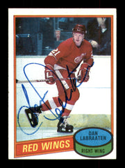 Dan Labraaten Autographed 1980-81 Topps Card #217 Detroit Red Wings SKU #251245