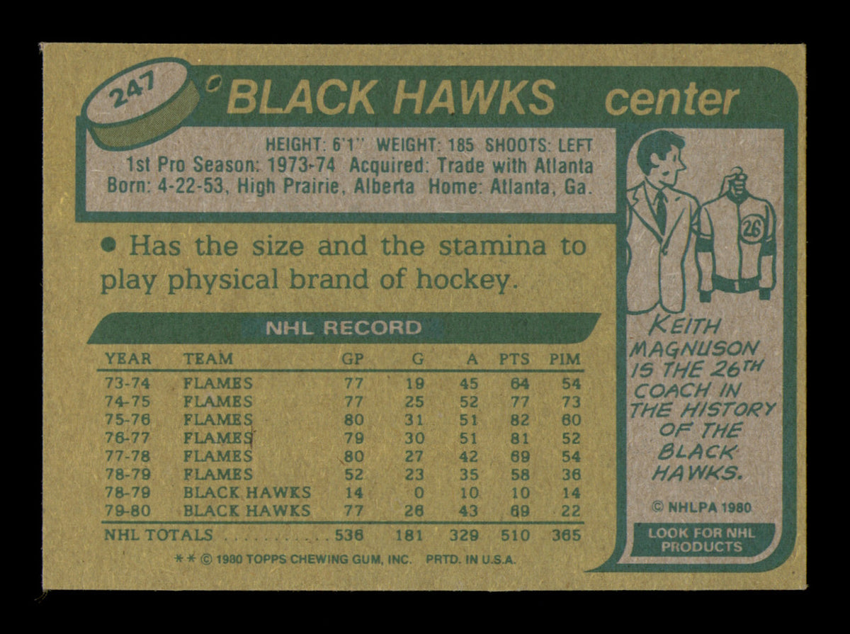 Tom Lysiak Autographed 1980-81 Topps Card #247 Chicago Blackhawks SKU #251251