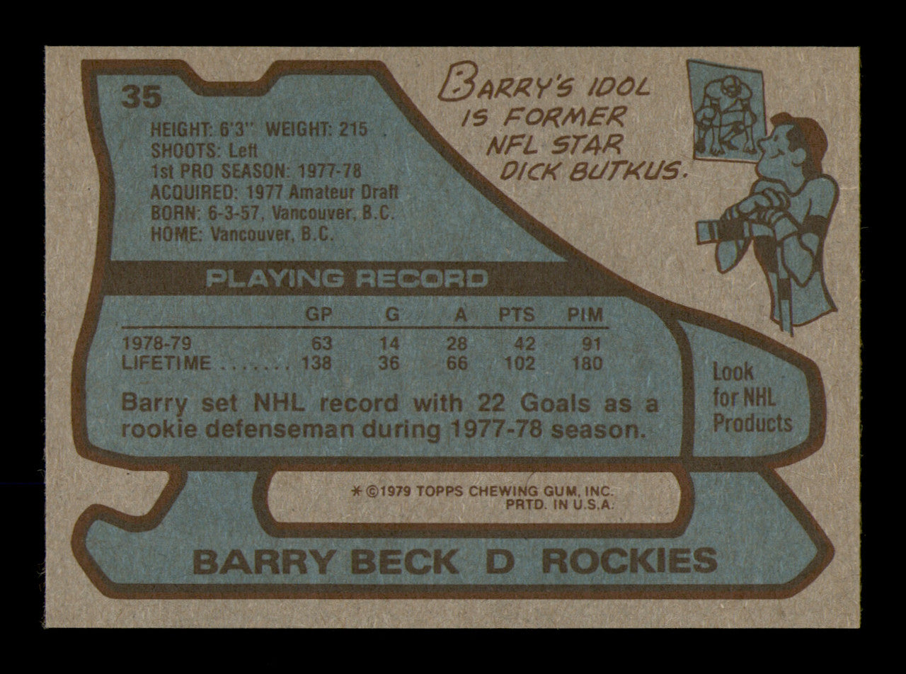 Barry Beck Autographed 1979-80 Topps Card #35 Colorado Rockies SKU #251269
