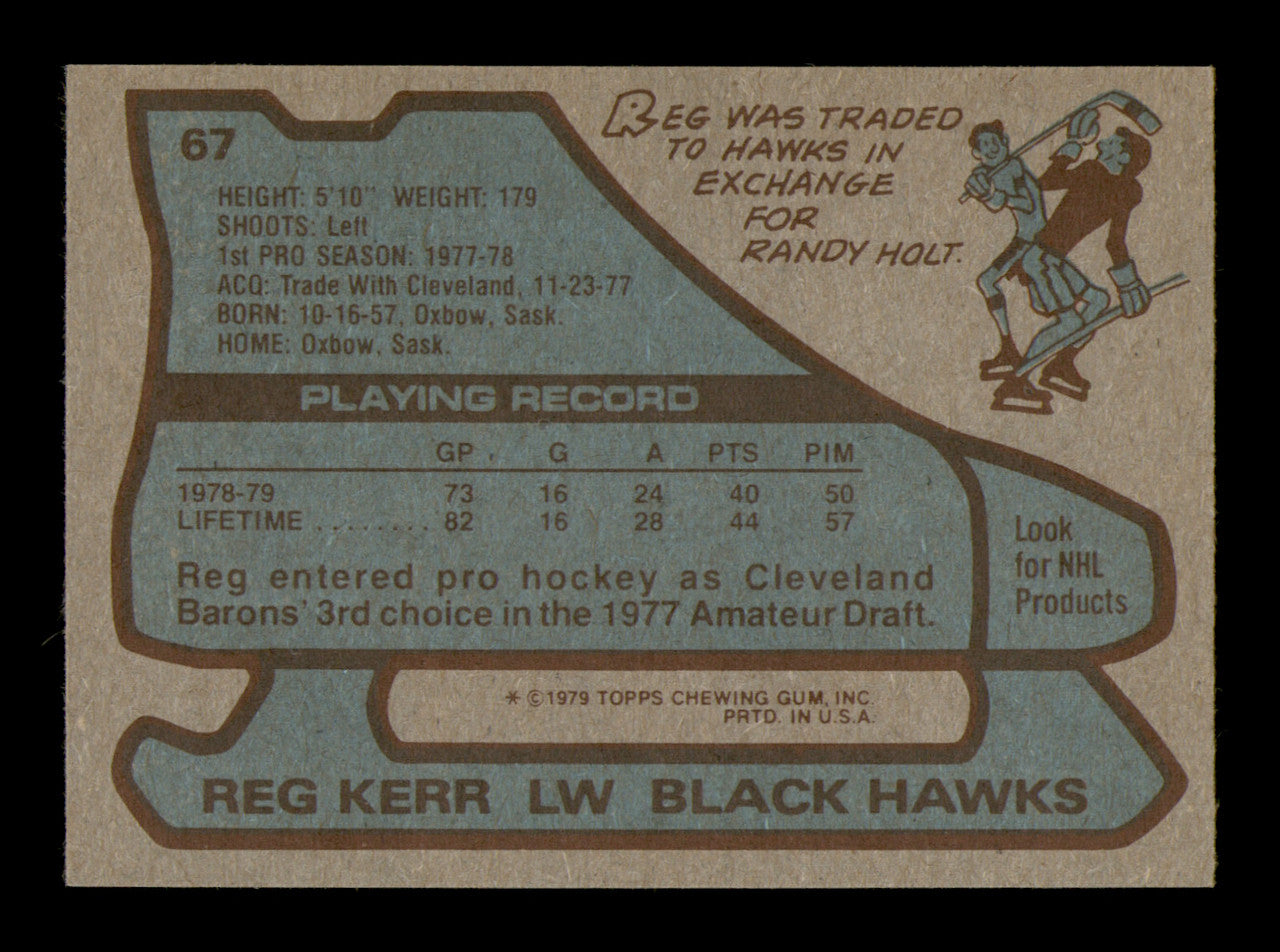 Reg Kerr Autographed 1979-80 Topps Card #67 Chicago Blackhawks SKU #251289