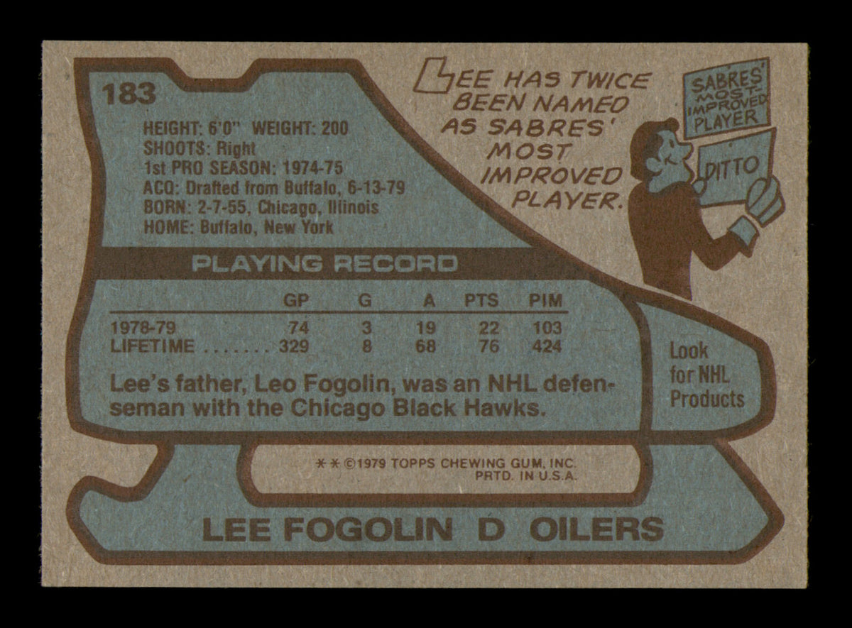 Lee Fogolin Autographed 1979-80 Topps Card #183 Edmonton Oilers SKU #251333