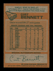 Curt Bennett Autographed 1978-79 Topps Card #31 St. Louis Blues SKU #251375
