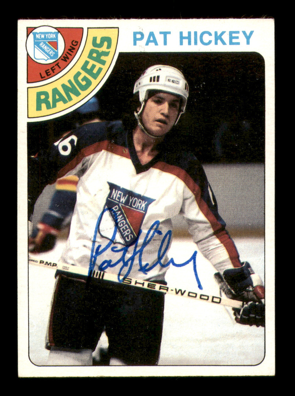 Pat Hickey Autographed 1978-79 Topps Card #112 New York Rangers SKU #251385