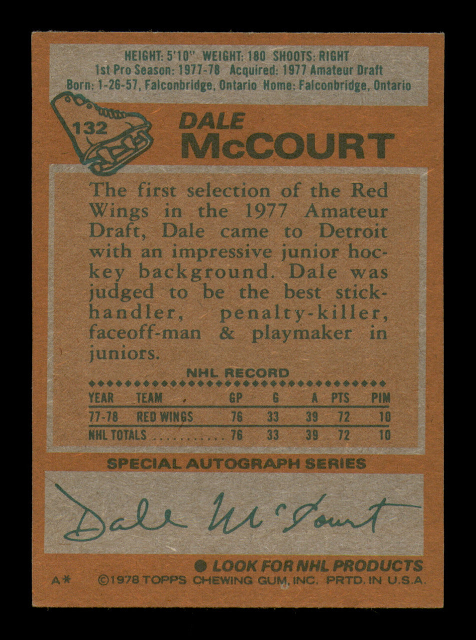 Dale McCourt Autographed 1978-79 Topps Card #132 Detroit Red Wings SKU #251389