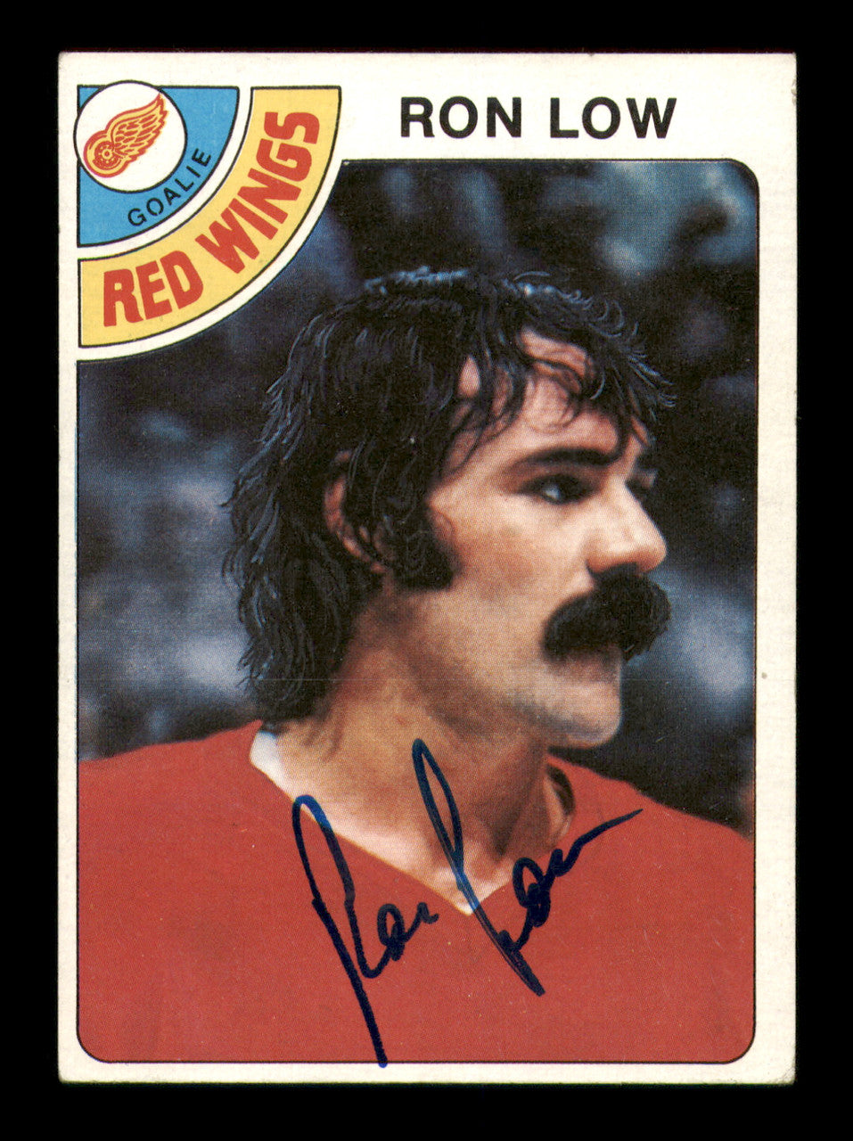 Ron Low Autographed 1978-79 Topps Card #237 Detroit Red Wings SKU #251399