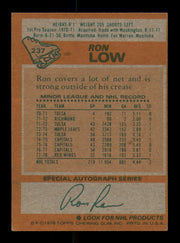 Ron Low Autographed 1978-79 Topps Card #237 Detroit Red Wings SKU #251399