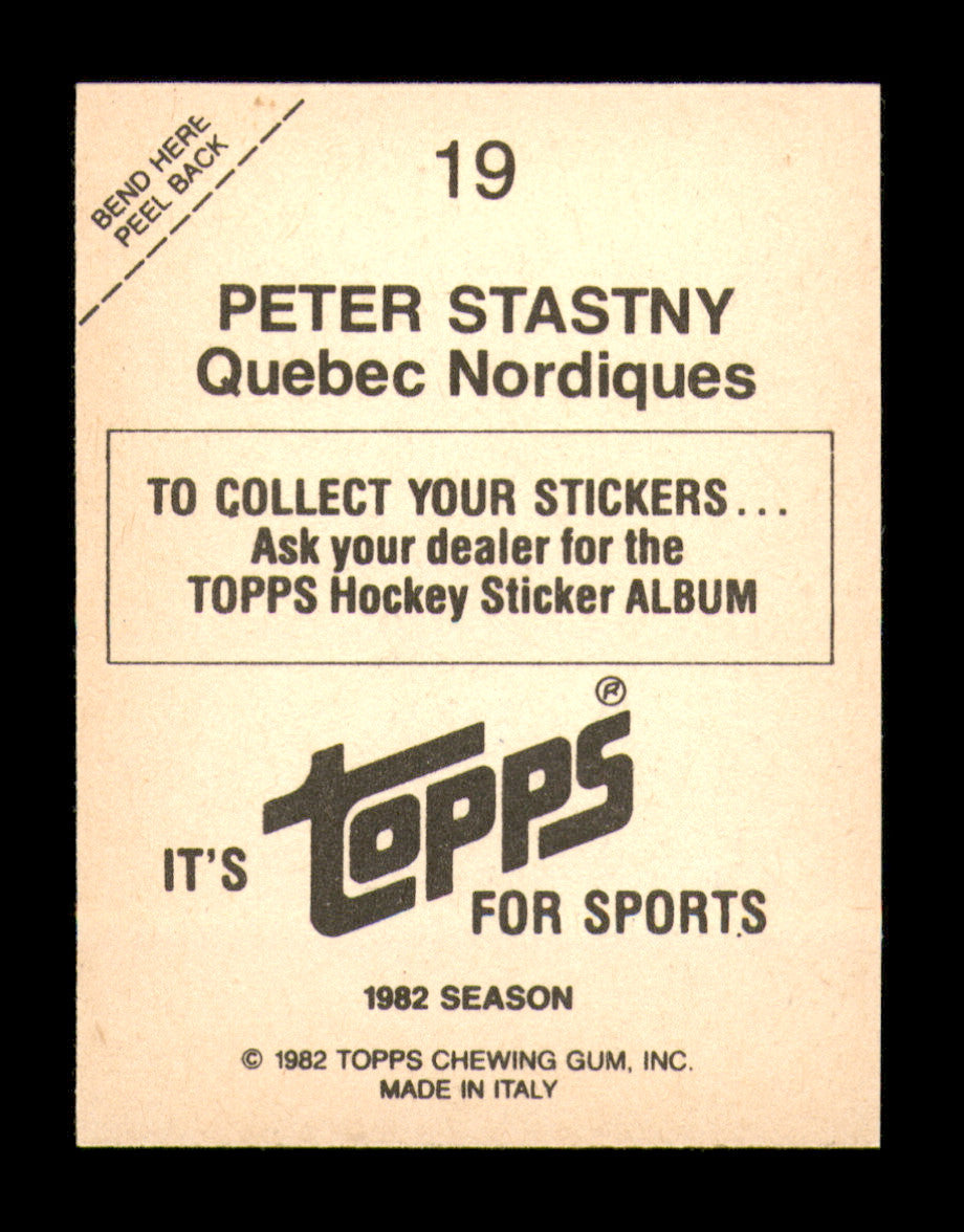 Peter Stastny Autographed 1982-83 Topps Stickers Card #19 Quebec Nordiques SKU #251434