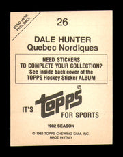 Dale Hunter Autographed 1982-83 Topps Stickers Card #26 Quebec Nordiques SKU #251436