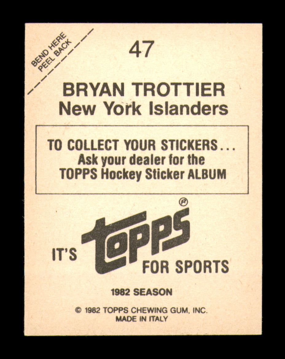 Bryan Trottier Autographed 1982-83 Topps Stickers Card #47 New York Islanders SKU #251440