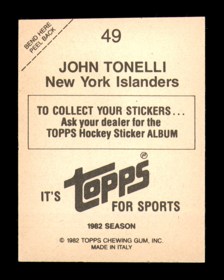 John Tonelli Autographed 1982-83 Topps Stickers Card #49 New York Islanders SKU #251441