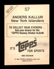 Anders Kallur Autographed 1982-83 Topps Stickers Card #57 New York Islanders SKU #251442
