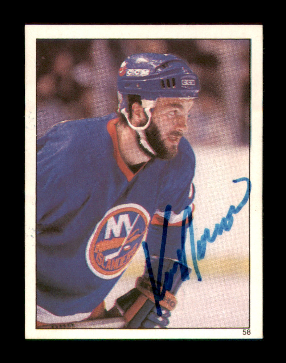 Ken Morrow Autographed 1982-83 Topps Stickers Card #58 New York Islanders SKU #251443