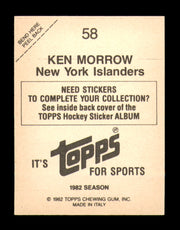 Ken Morrow Autographed 1982-83 Topps Stickers Card #58 New York Islanders SKU #251443