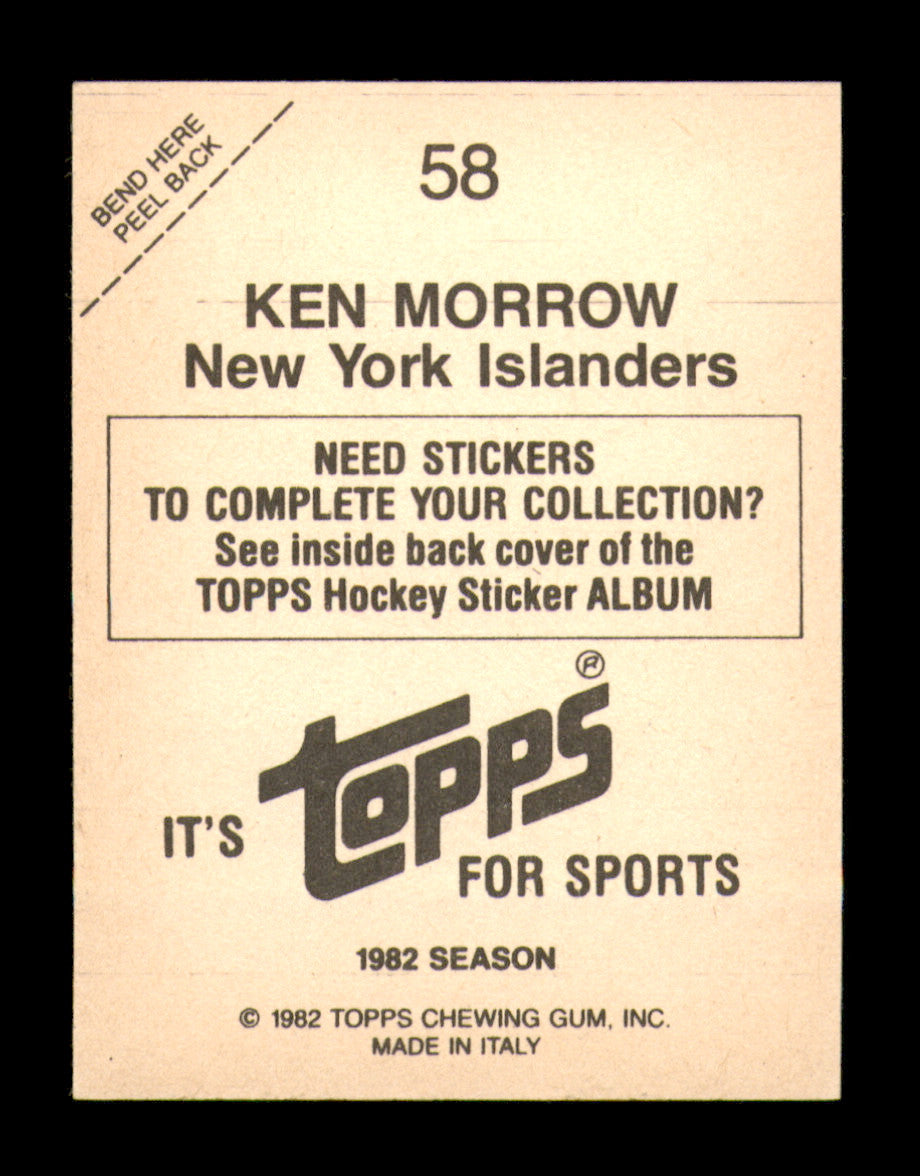Ken Morrow Autographed 1982-83 Topps Stickers Card #58 New York Islanders SKU #251443