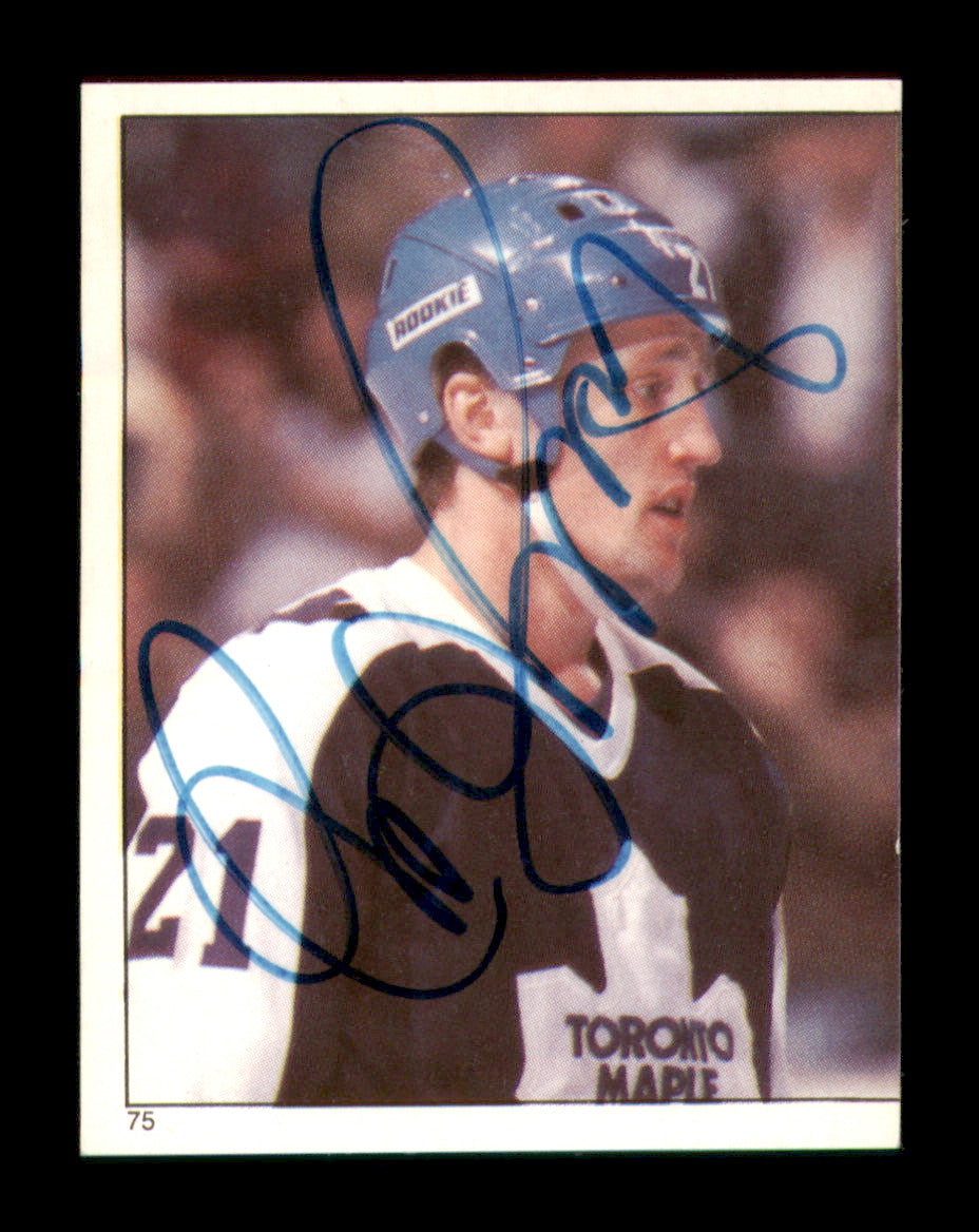 Borje Salming Autographed 1982-83 Topps Stickers Card #75 Toronto Maple Leafs SKU #251444