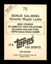 Borje Salming Autographed 1982-83 Topps Stickers Card #75 Toronto Maple Leafs SKU #251444