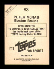 Peter McNab Autographed 1982-83 Topps Stickers Card #83 Boston Bruins SKU #251445