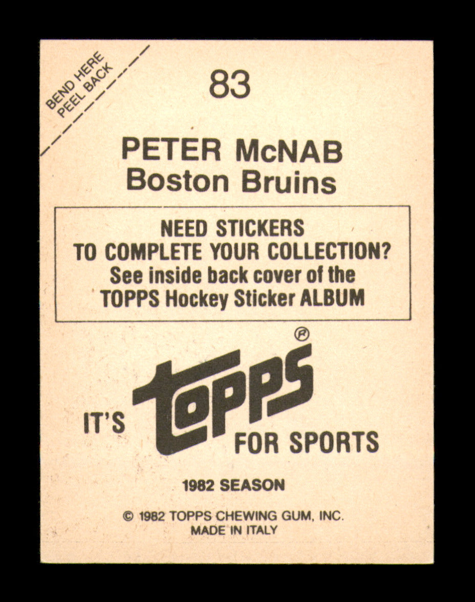 Peter McNab Autographed 1982-83 Topps Stickers Card #83 Boston Bruins SKU #251445