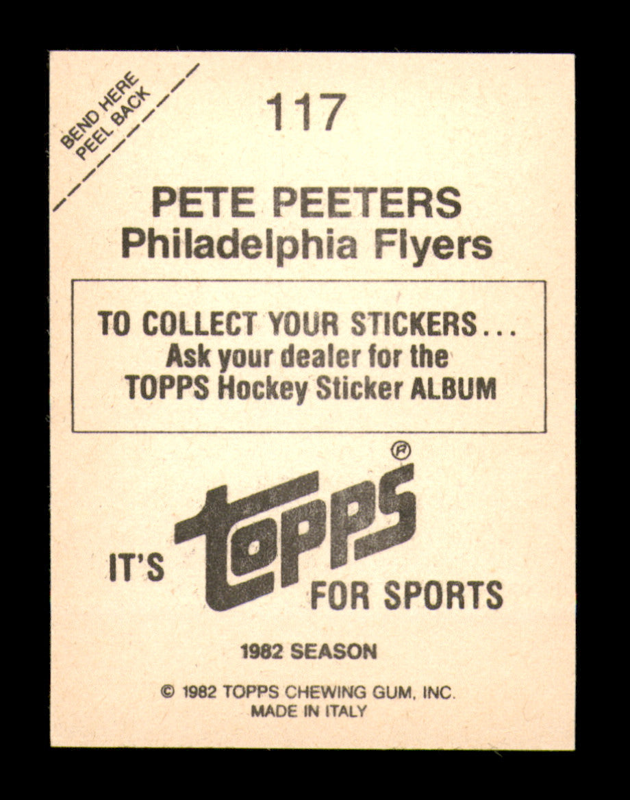 Pete Peeters Autographed 1982-83 Topps Stickers Card #117 Philadelphia Flyers SKU #251448
