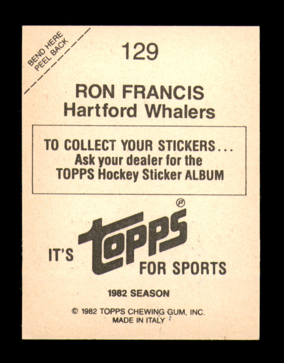 Ron Francis Autographed 1982-83 Topps Stickers Card #129 Hartford Whalers SKU #251449