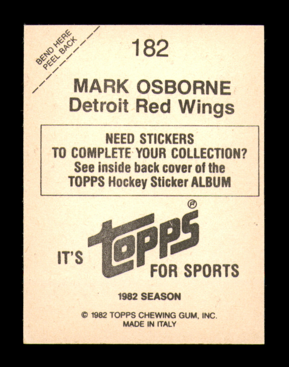 Mark Osborne Autographed 1982-83 Topps Stickers Card #182 Detroit Red Wings SKU #251456