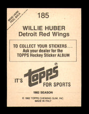 Willie Huber Autographed 1982-83 Topps Stickers Card #185 Detroit Red Wings SKU #251457
