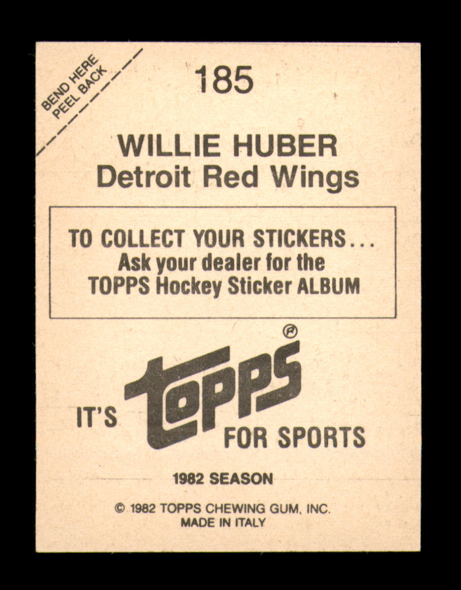 Willie Huber Autographed 1982-83 Topps Stickers Card #185 Detroit Red Wings SKU #251457