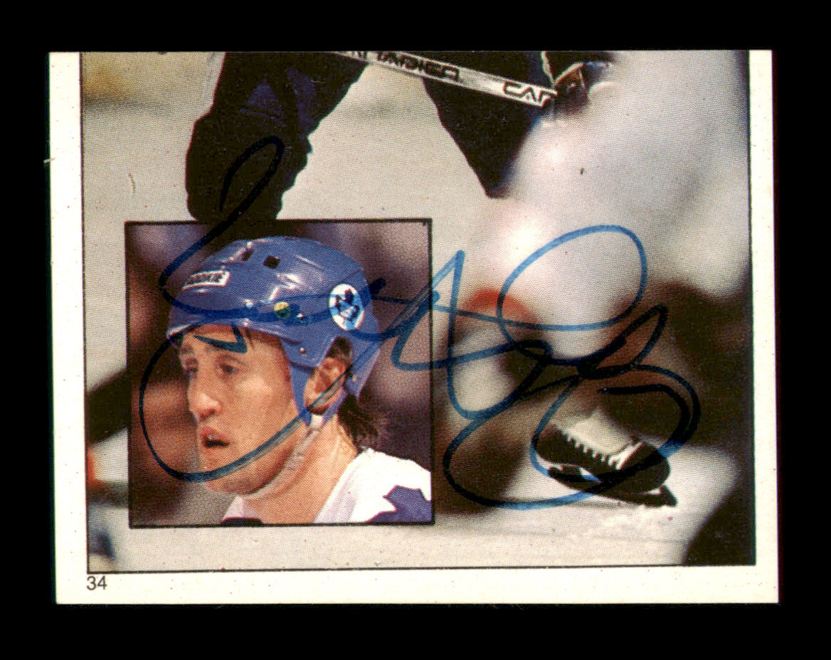 Borje Salming Autographed 1983-84 Topps Stickers Card #34 Toronto Maple Leafs SKU #251479
