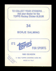 Borje Salming Autographed 1983-84 Topps Stickers Card #34 Toronto Maple Leafs SKU #251479