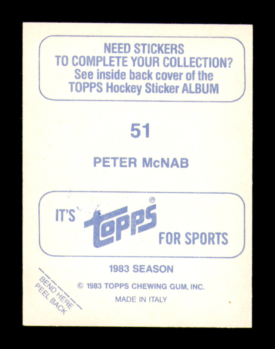 Peter McNab Autographed 1983-84 Topps Stickers Card #51 Boston Bruins SKU #251481