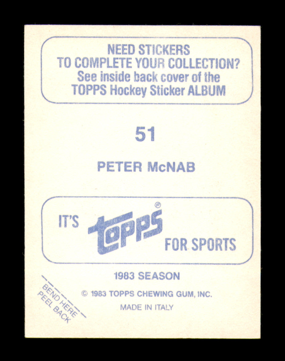 Peter McNab Autographed 1983-84 Topps Stickers Card #51 Boston Bruins SKU #251482