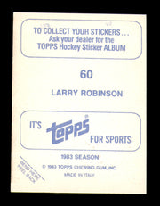 Larry Robinson Autographed 1983-84 Topps Stickers Card #60 Montreal Canadiens SKU #251483
