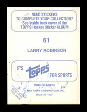 Larry Robinson Autographed 1983-84 Topps Stickers Card #61 Montreal Canadiens SKU #251485