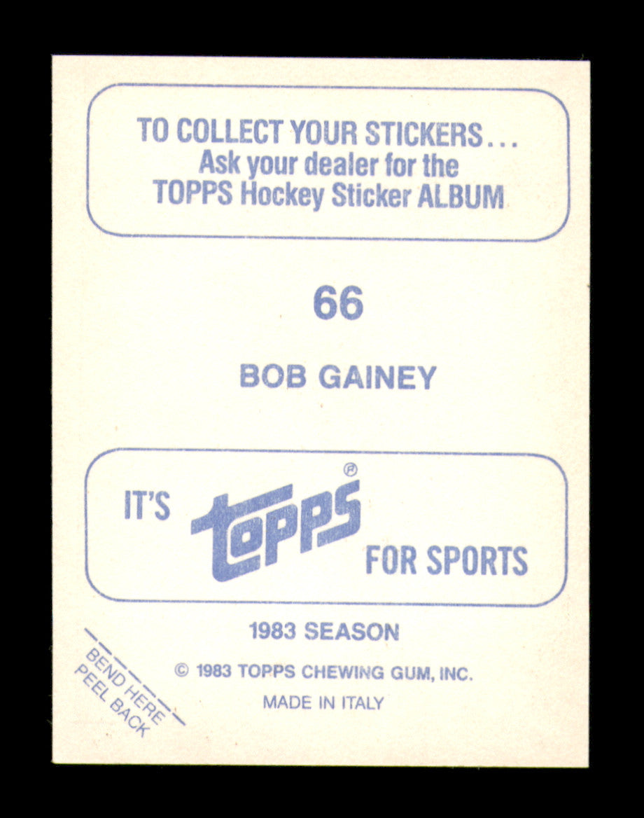 Bob Gainey Autographed 1983-84 Topps Stickers Card #66 Montreal Canadiens SKU #251487