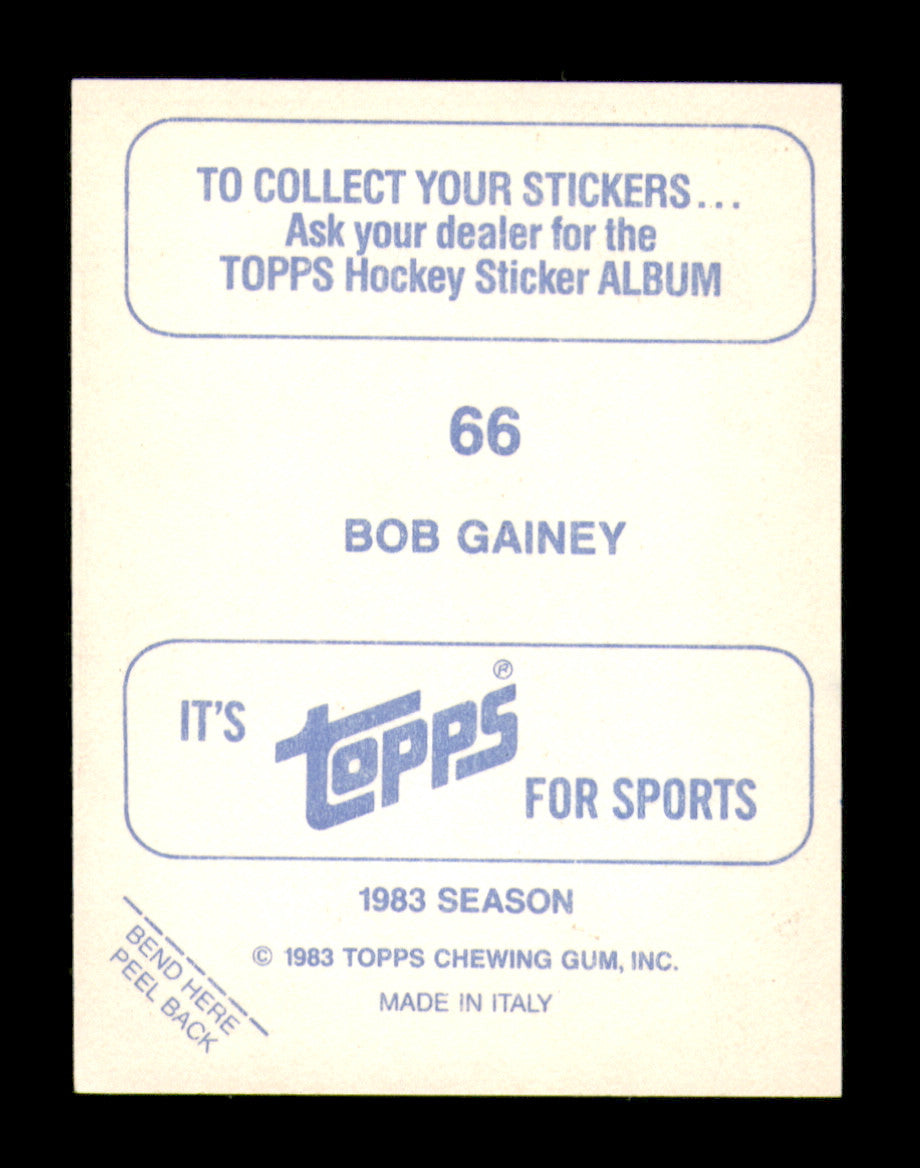 Bob Gainey Autographed 1983-84 Topps Stickers Card #66 Montreal Canadiens SKU #251488