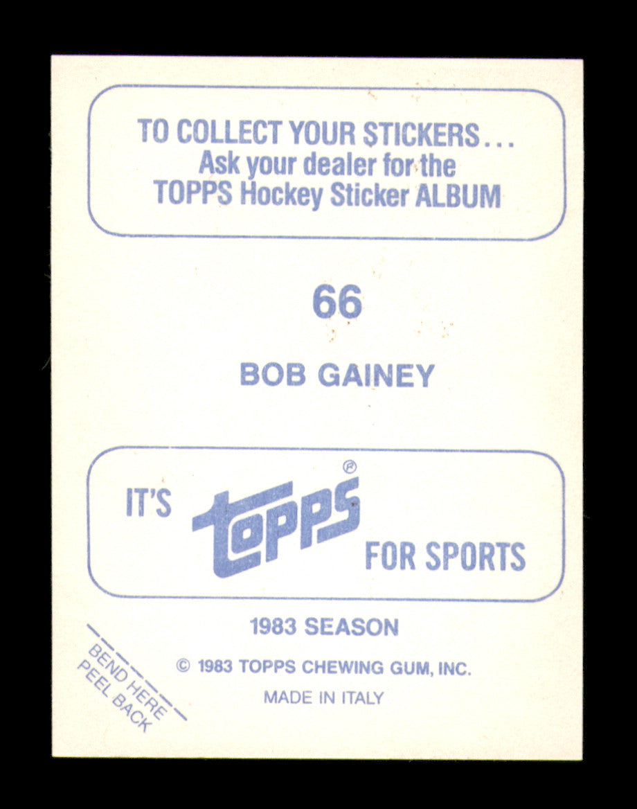 Bob Gainey Autographed 1983-84 Topps Stickers Card #66 Montreal Canadiens SKU #251489