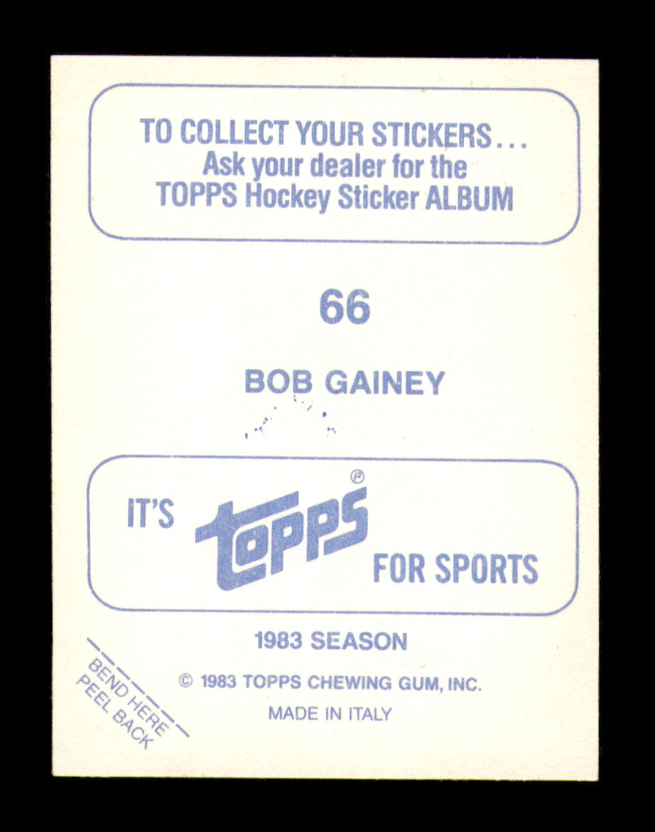Bob Gainey Autographed 1983-84 Topps Stickers Card #66 Montreal Canadiens SKU #251490