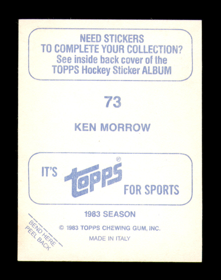 Ken Morrow Autographed 1983-84 Topps Stickers Card #73 New York Islanders SKU #251491