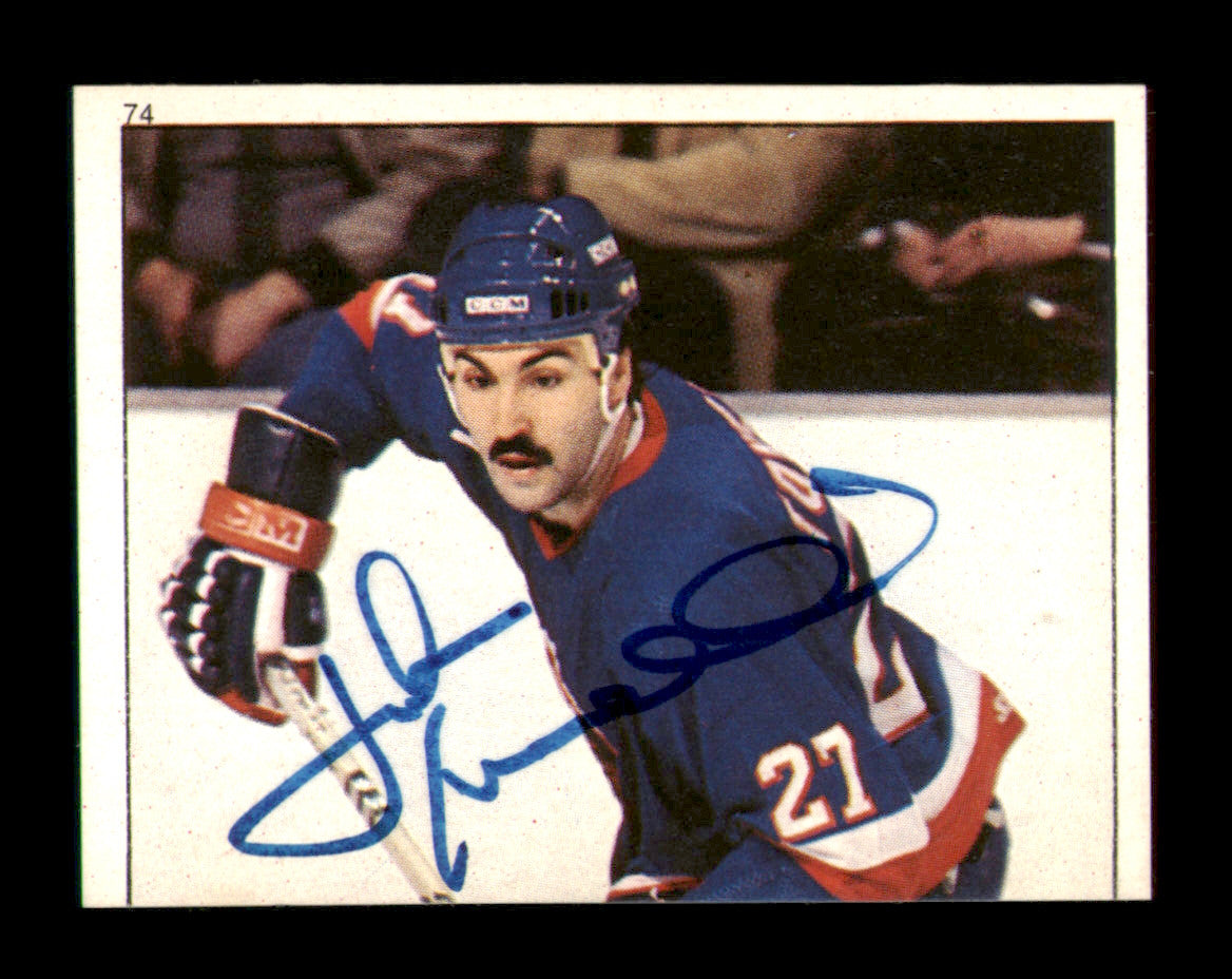 John Tonelli Autographed 1983-84 Topps Stickers Card #74 New York Islanders SKU #251492