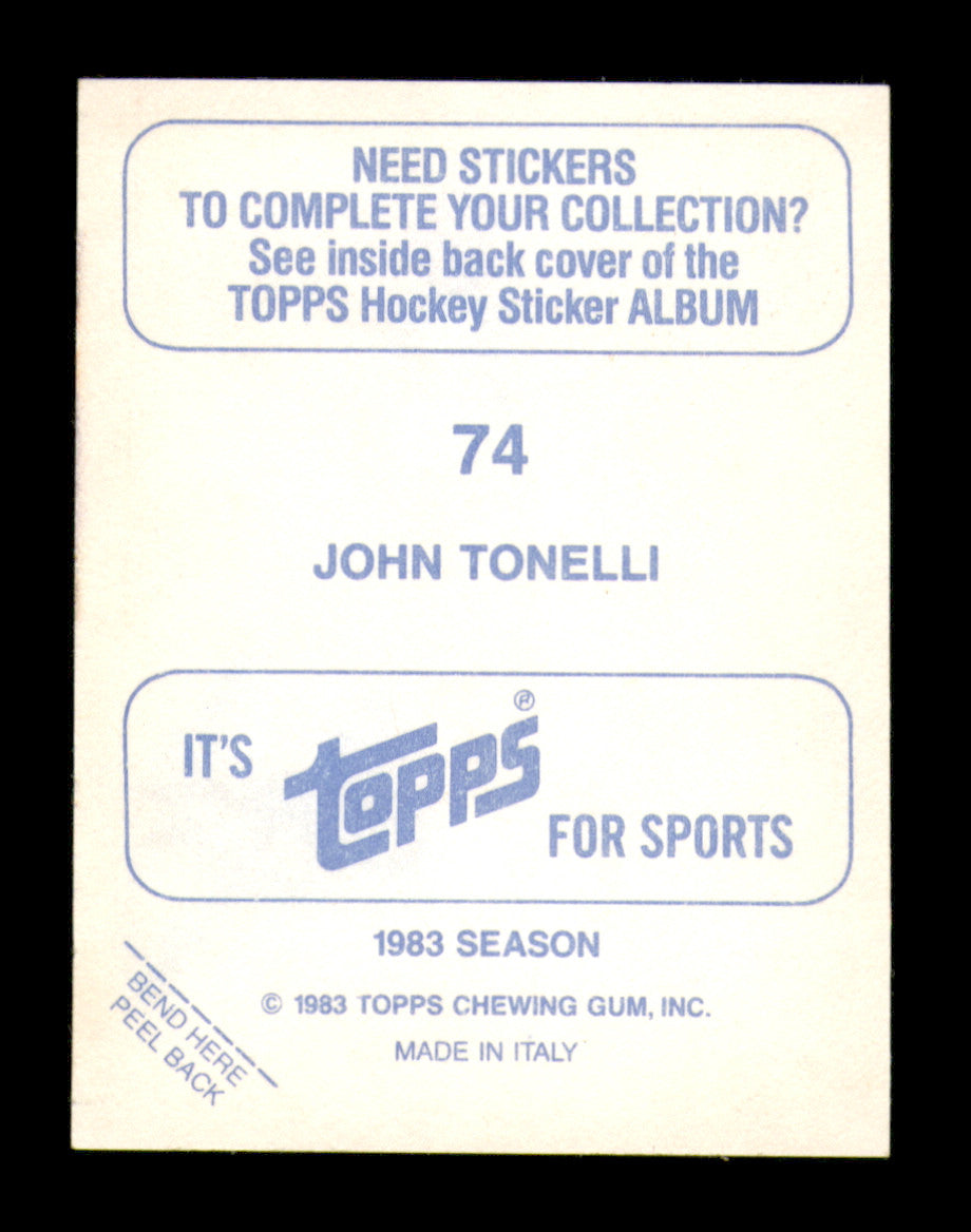John Tonelli Autographed 1983-84 Topps Stickers Card #74 New York Islanders SKU #251492