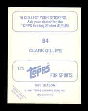 Clark Gillies Autographed 1983-84 Topps Stickers Card #84 New York Islanders SKU #251499