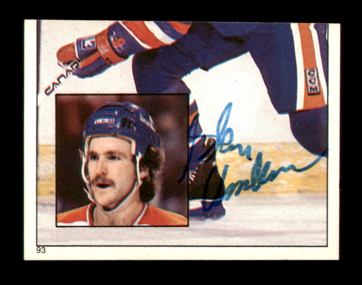Glenn Anderson Autographed 1983-84 Topps Stickers Card #93 Edmonton Oilers SKU #251500