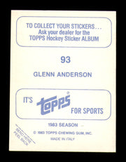 Glenn Anderson Autographed 1983-84 Topps Stickers Card #93 Edmonton Oilers SKU #251500