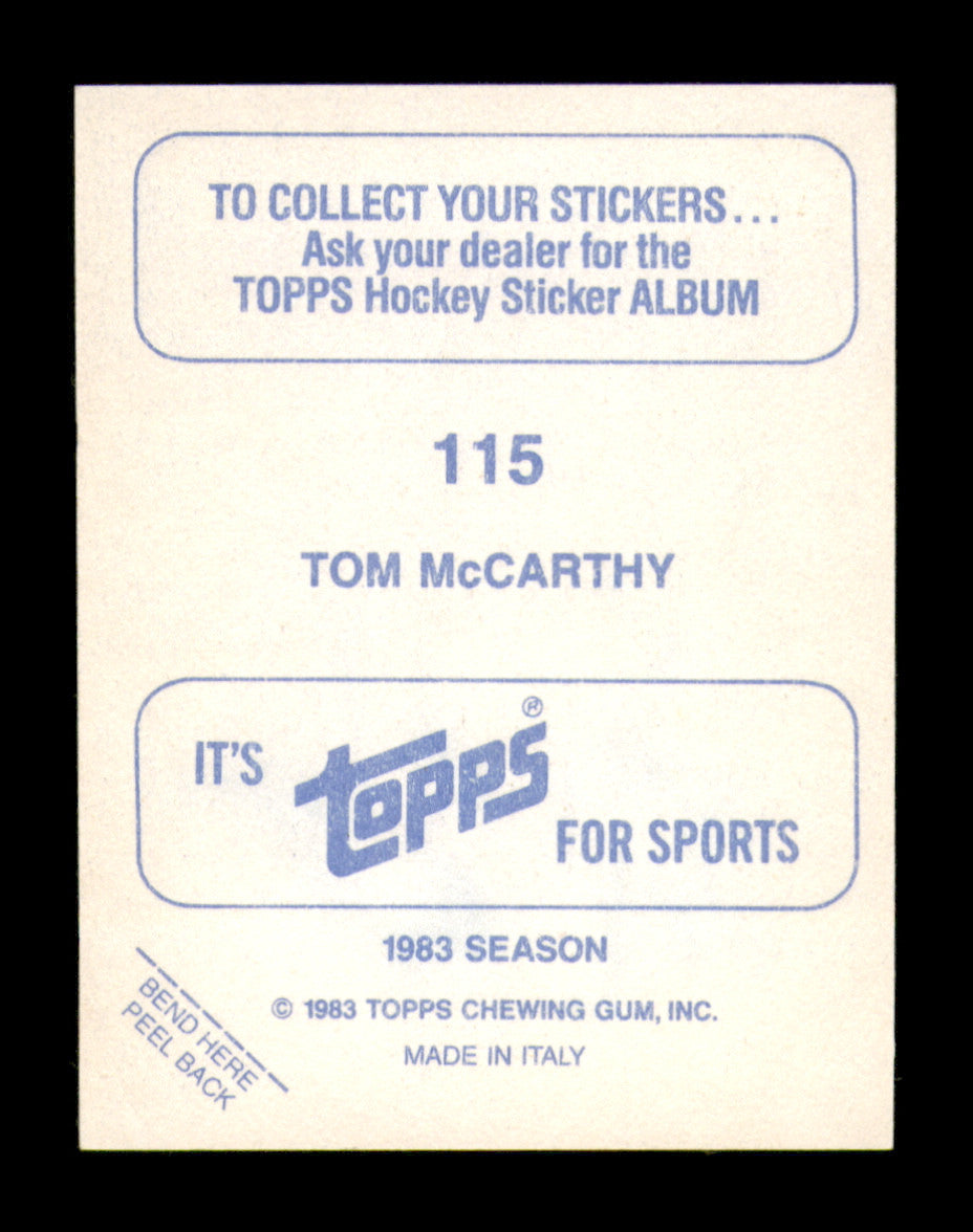Tom McCarthy Autographed 1983-84 Topps Stickers Card #115 Minnesota North Stars SKU #251501