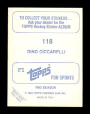 Dino Ciccarelli Autographed 1983-84 Topps Stickers Card #118 Minnesota North Stars SKU #251502