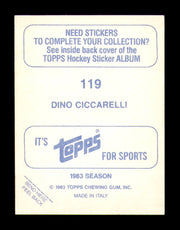 Dino Ciccarelli Autographed 1983-84 Topps Stickers Card #119 Minnesota North Stars SKU #251503