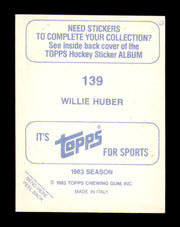 Willie Huber Autographed 1983-84 Topps Stickers Card #139 Detroit Red Wings SKU #251506