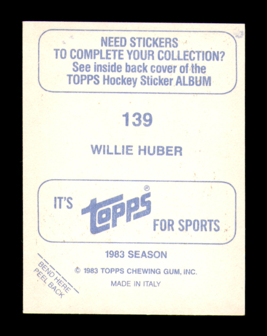Willie Huber Autographed 1983-84 Topps Stickers Card #139 Detroit Red Wings SKU #251506