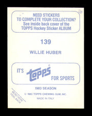 Willie Huber Autographed 1983-84 Topps Stickers Card #139 Detroit Red Wings SKU #251507