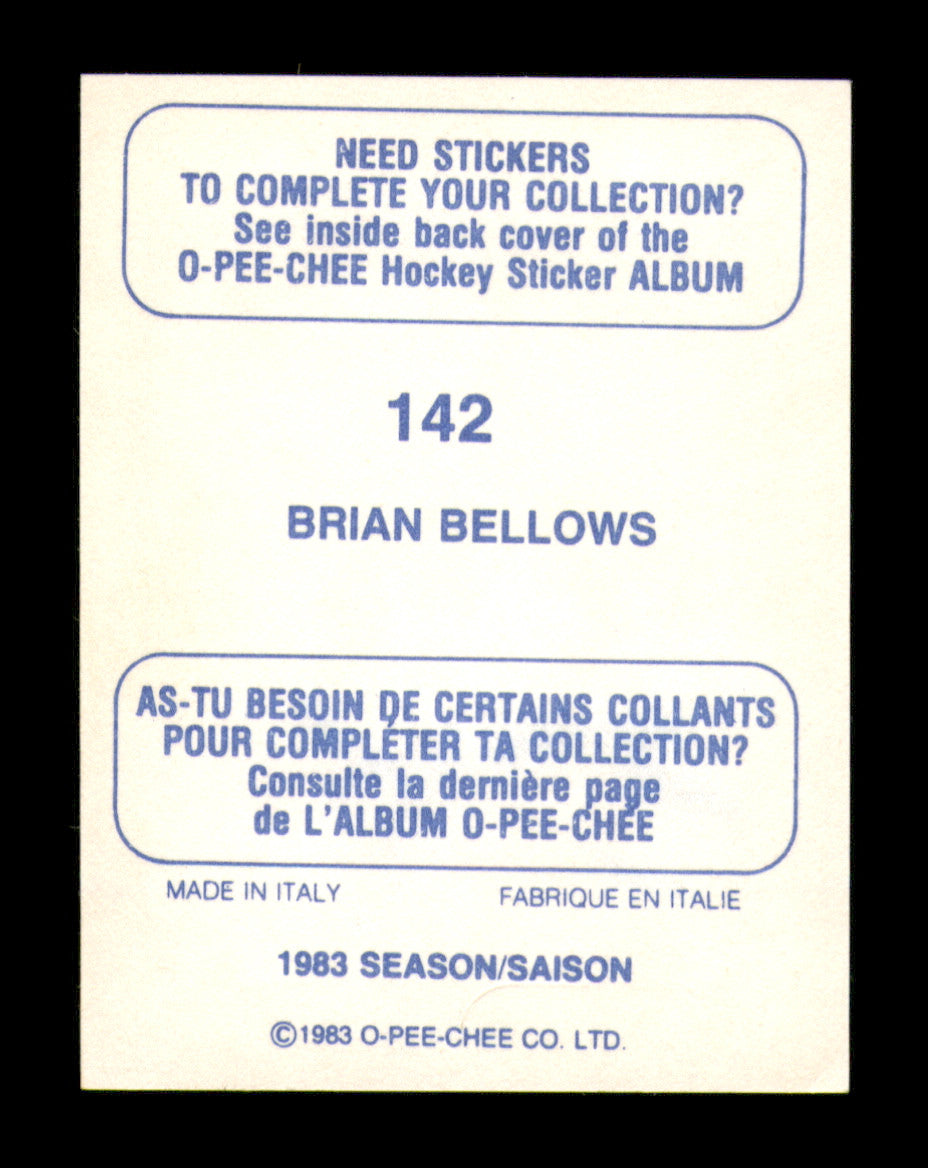 Brian Bellows Autographed 1983-84 O-Pee-Chee Stickers Card #142 Minnesota North Stars SKU #251508
